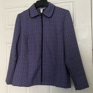 Blair purple and black tweed like zip up jacket